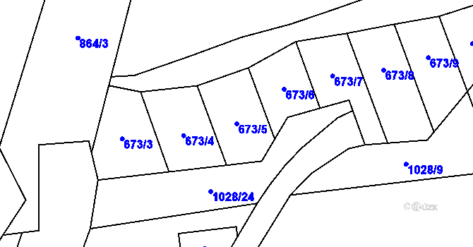 Parcela st. 673/5 v KÚ Mariánské Hory, Katastrální mapa