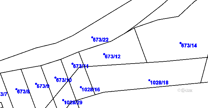 Parcela st. 673/12 v KÚ Mariánské Hory, Katastrální mapa