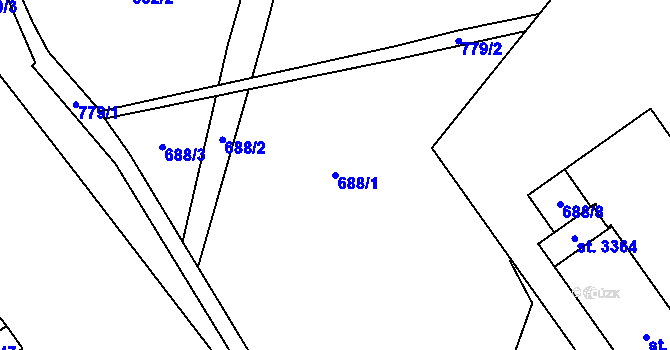 Parcela st. 688/1 v KÚ Mariánské Hory, Katastrální mapa