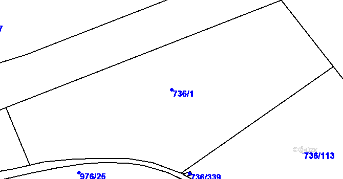 Parcela st. 736/1 v KÚ Mariánské Hory, Katastrální mapa