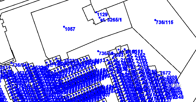 Parcela st. 736/56 v KÚ Mariánské Hory, Katastrální mapa
