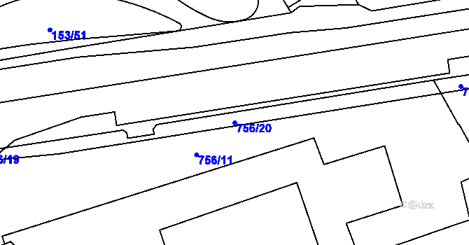 Parcela st. 756/20 v KÚ Mariánské Hory, Katastrální mapa