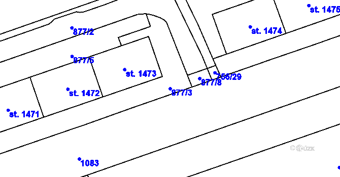 Parcela st. 877/3 v KÚ Mariánské Hory, Katastrální mapa