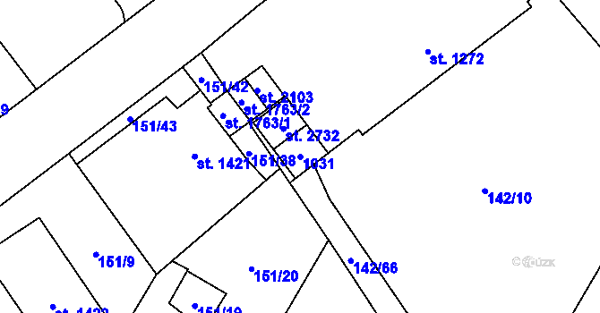 Parcela st. 1031 v KÚ Mariánské Hory, Katastrální mapa