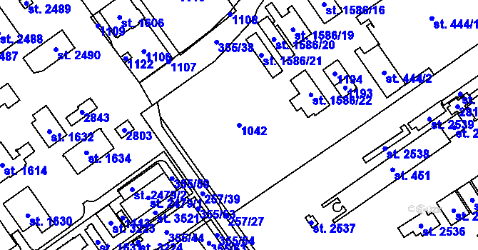 Parcela st. 1042 v KÚ Mariánské Hory, Katastrální mapa