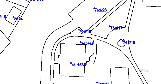 Parcela st. 762/14 v KÚ Mariánské Hory, Katastrální mapa