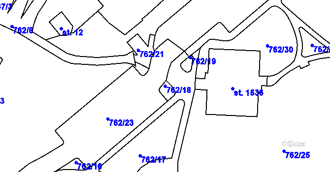Parcela st. 762/18 v KÚ Mariánské Hory, Katastrální mapa