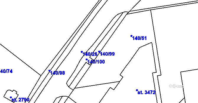 Parcela st. 140/99 v KÚ Mariánské Hory, Katastrální mapa