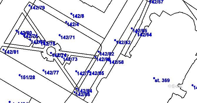 Parcela st. 142/82 v KÚ Mariánské Hory, Katastrální mapa