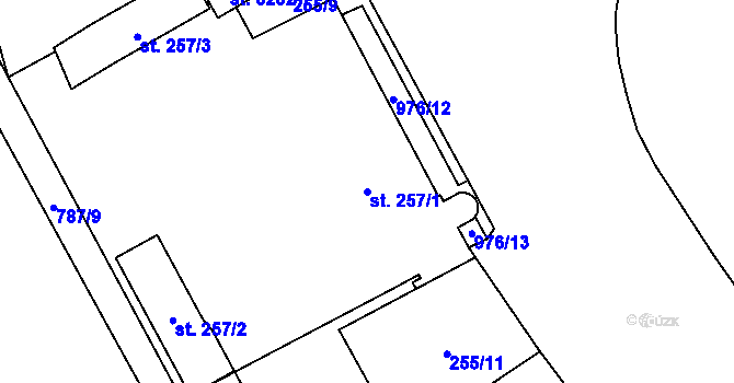 Parcela st. 257/1 v KÚ Mariánské Hory, Katastrální mapa