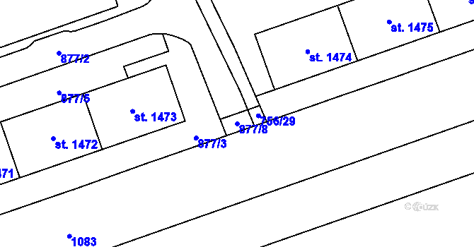 Parcela st. 877/8 v KÚ Mariánské Hory, Katastrální mapa