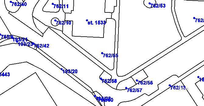 Parcela st. 762/55 v KÚ Mariánské Hory, Katastrální mapa