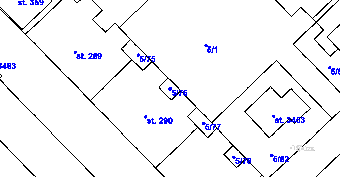 Parcela st. 5/76 v KÚ Mariánské Hory, Katastrální mapa