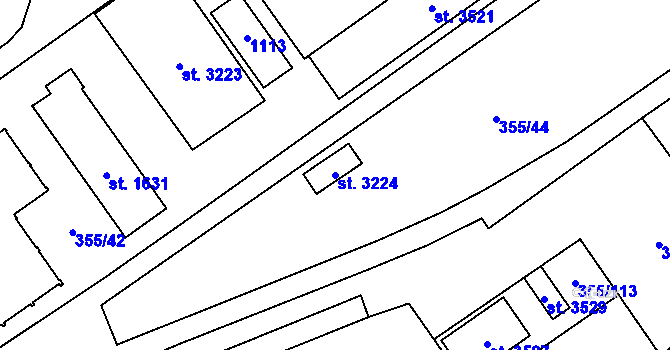 Parcela st. 3224 v KÚ Mariánské Hory, Katastrální mapa