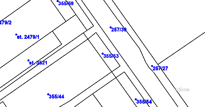 Parcela st. 355/53 v KÚ Mariánské Hory, Katastrální mapa