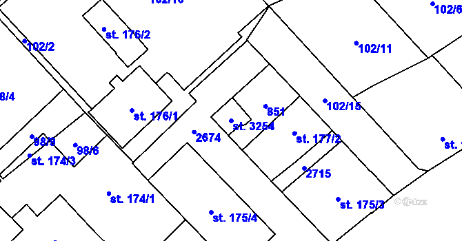 Parcela st. 3254 v KÚ Mariánské Hory, Katastrální mapa