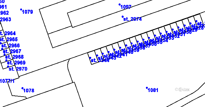 Parcela st. 3342 v KÚ Mariánské Hory, Katastrální mapa