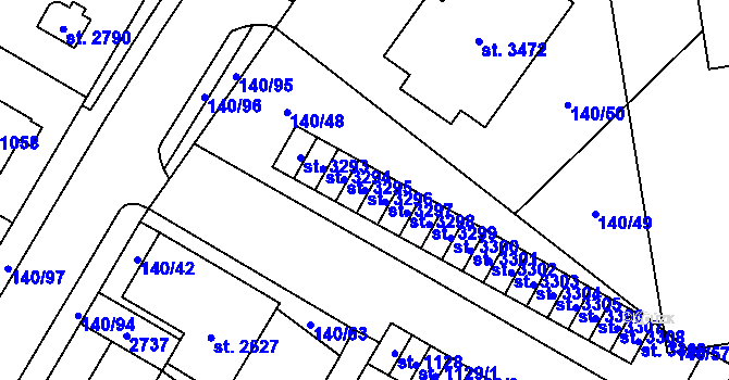 Parcela st. 3296 v KÚ Mariánské Hory, Katastrální mapa