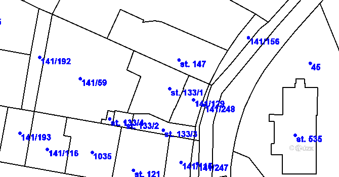 Parcela st. 133/1 v KÚ Nová Ves u Ostravy, Katastrální mapa