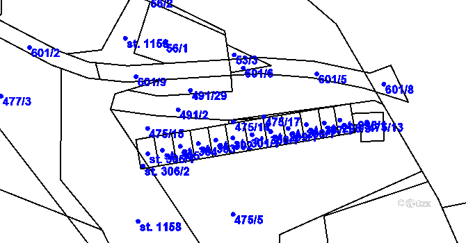 Parcela st. 475/14 v KÚ Nová Ves u Ostravy, Katastrální mapa