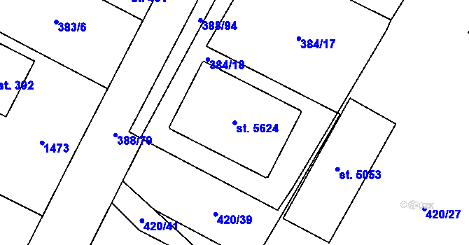 Parcela st. 5624 v KÚ Zábřeh-Hulváky, Katastrální mapa