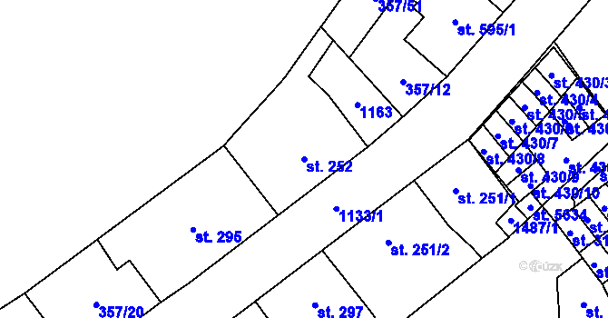 Parcela st. 252 v KÚ Zábřeh-Hulváky, Katastrální mapa