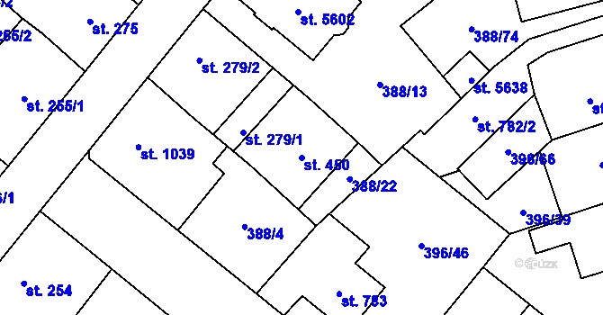 Parcela st. 450 v KÚ Zábřeh-Hulváky, Katastrální mapa