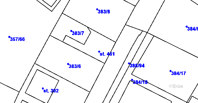 Parcela st. 461 v KÚ Zábřeh-Hulváky, Katastrální mapa