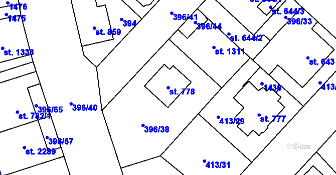 Parcela st. 778 v KÚ Zábřeh-Hulváky, Katastrální mapa