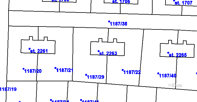 Parcela st. 2263 v KÚ Zábřeh-Hulváky, Katastrální mapa