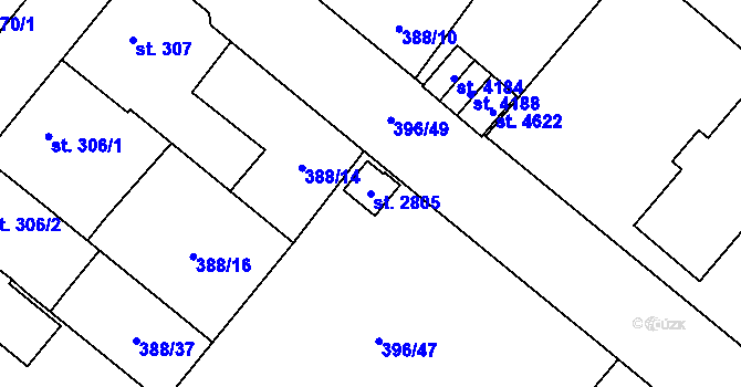 Parcela st. 2805 v KÚ Zábřeh-Hulváky, Katastrální mapa
