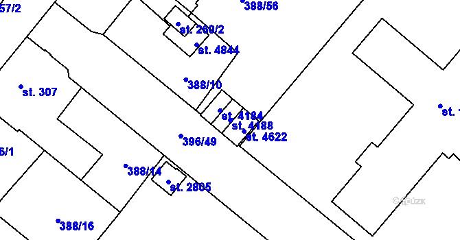 Parcela st. 4188 v KÚ Zábřeh-Hulváky, Katastrální mapa