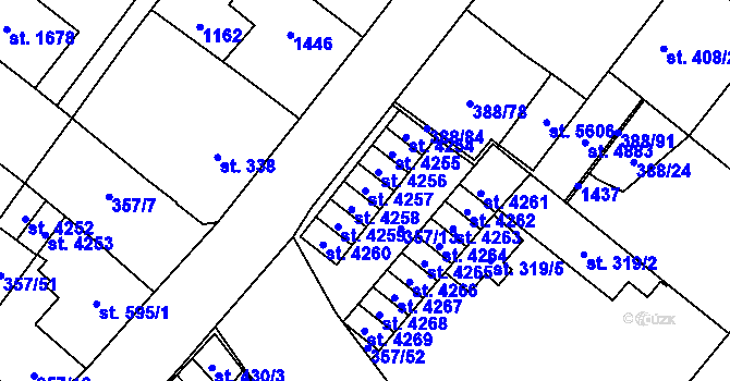 Parcela st. 4257 v KÚ Zábřeh-Hulváky, Katastrální mapa
