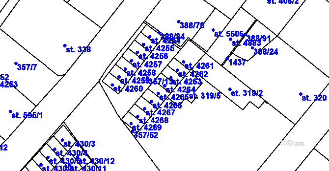 Parcela st. 4264 v KÚ Zábřeh-Hulváky, Katastrální mapa