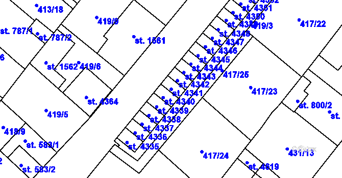 Parcela st. 4341 v KÚ Zábřeh-Hulváky, Katastrální mapa