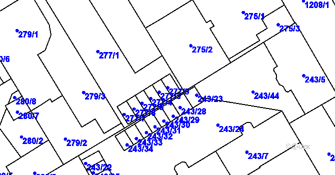 Parcela st. 277/9 v KÚ Vítkovice, Katastrální mapa