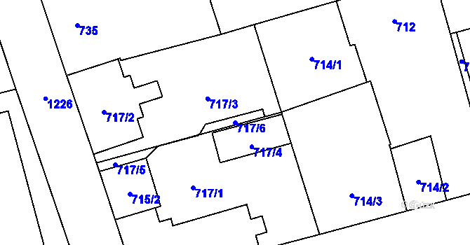 Parcela st. 717/6 v KÚ Vítkovice, Katastrální mapa