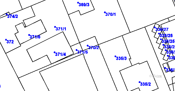 Parcela st. 370/2 v KÚ Vítkovice, Katastrální mapa