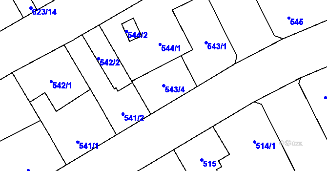 Parcela st. 543/4 v KÚ Vítkovice, Katastrální mapa
