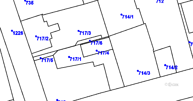Parcela st. 717/4 v KÚ Vítkovice, Katastrální mapa