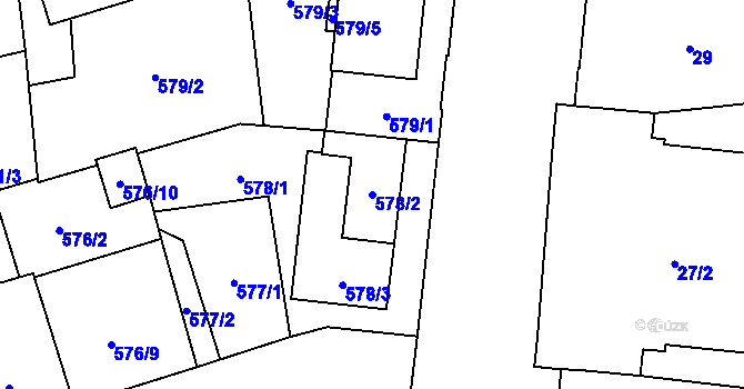 Parcela st. 578/2 v KÚ Vítkovice, Katastrální mapa