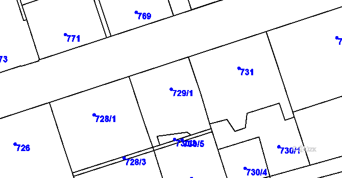 Parcela st. 729/1 v KÚ Vítkovice, Katastrální mapa