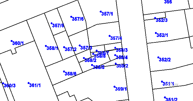 Parcela st. 358/7 v KÚ Vítkovice, Katastrální mapa