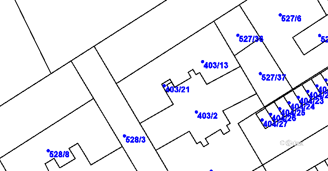 Parcela st. 403/21 v KÚ Vítkovice, Katastrální mapa
