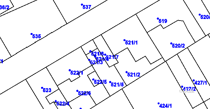 Parcela st. 521/7 v KÚ Vítkovice, Katastrální mapa