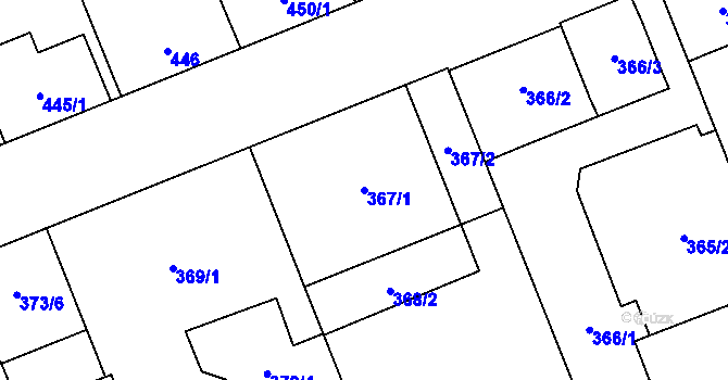 Parcela st. 367/1 v KÚ Vítkovice, Katastrální mapa