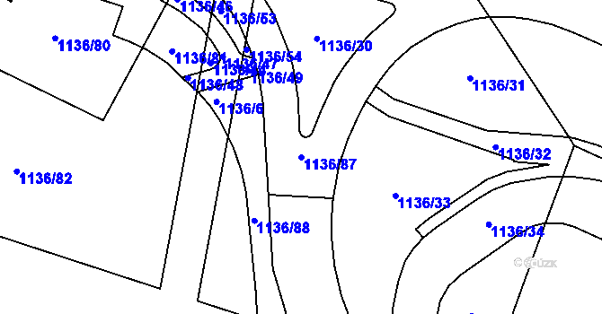 Parcela st. 1136/87 v KÚ Vítkovice, Katastrální mapa