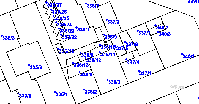 Parcela st. 336/11 v KÚ Vítkovice, Katastrální mapa