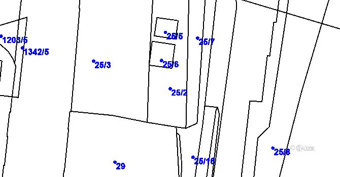 Parcela st. 25/2 v KÚ Vítkovice, Katastrální mapa