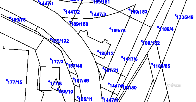 Parcela st. 185/12 v KÚ Vítkovice, Katastrální mapa